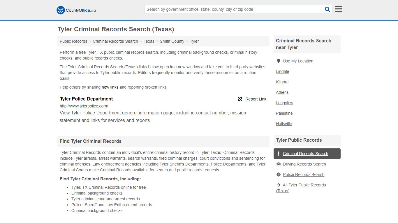 Criminal Records Search - Tyler, TX (Arrests, Jails & Most Wanted Records)